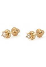 pretty small 14k gold baby diamond earrings